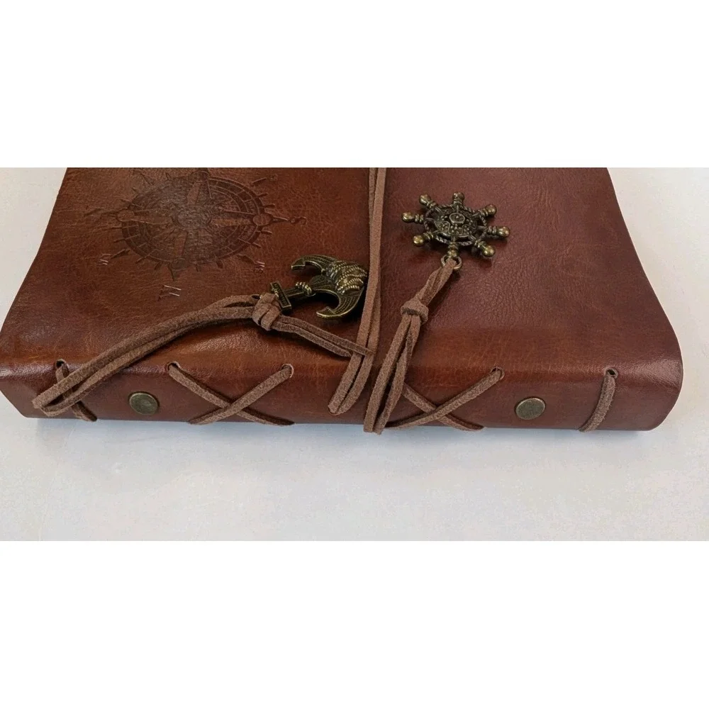 Vintage Nautical Spiral Notebook Refillable Leather Writing Journal Notebook